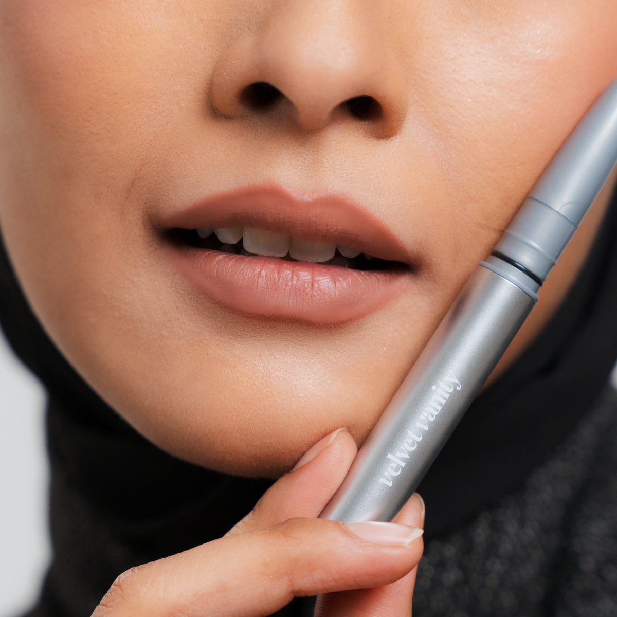Soft Blur Lip Liner in Taro on medium skin